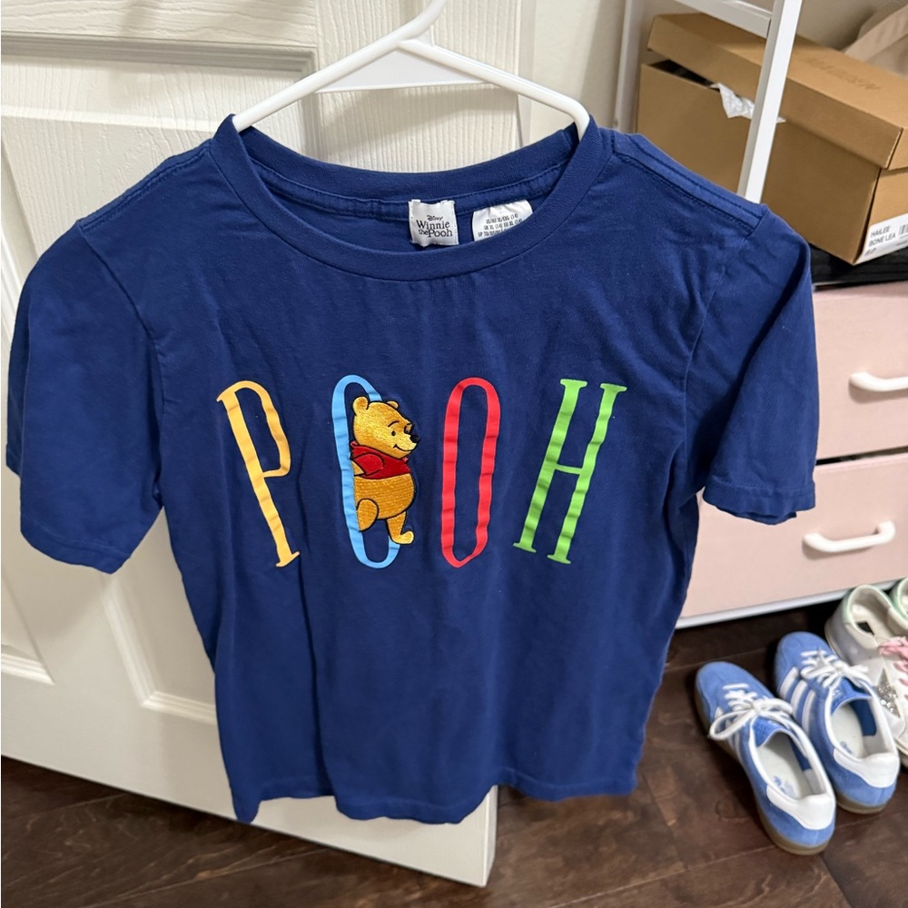 Disney Blue and Yellow Short Sleeve Tee with Pooh Design